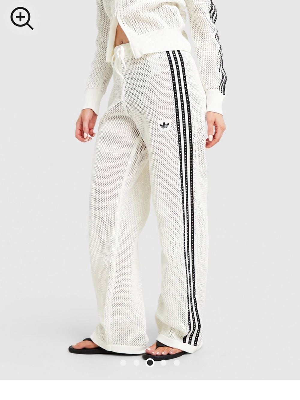 Adidas Originals Premium Crochet Knit Set XL Jacket & Wide Leg Pants Off White - Picture 3 of 16